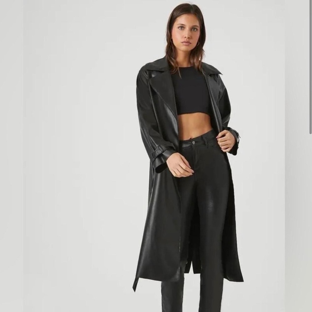 Forever 21 Leather Trench Coat M